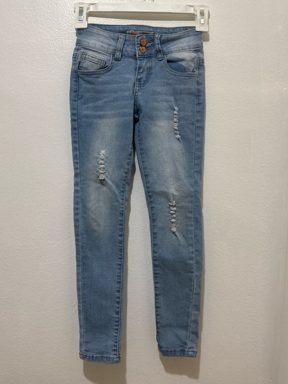 Kids' Light Wash Distressed Stretch Jeans